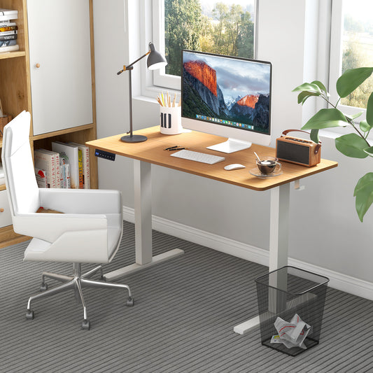 120 x 60cm Height Adjustable Standing Desk with 3 Memory Heights-Natural, Costway, 1