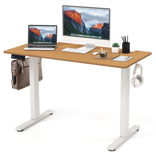 120 x 60cm Height Adjustable Standing Desk with 3 Memory Heights-Natural, Costway, 1