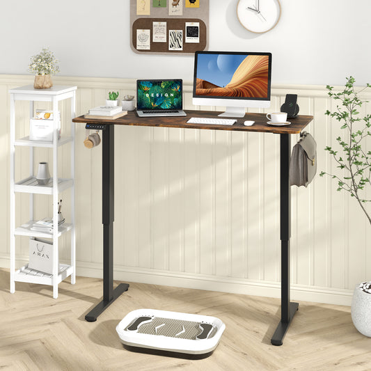 140 x 60 CM Height Adjustable Standing Desk with 3 Memory Heights-Brown, Costway, 1