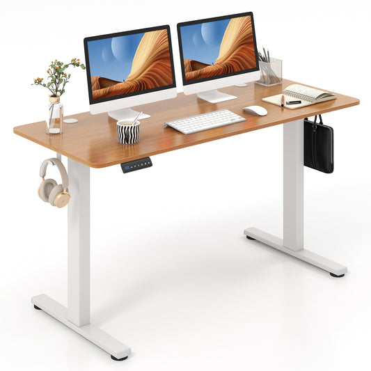140 x 60 CM Height Adjustable Standing Desk with 3 Memory Heights-Natural, Costway, 1