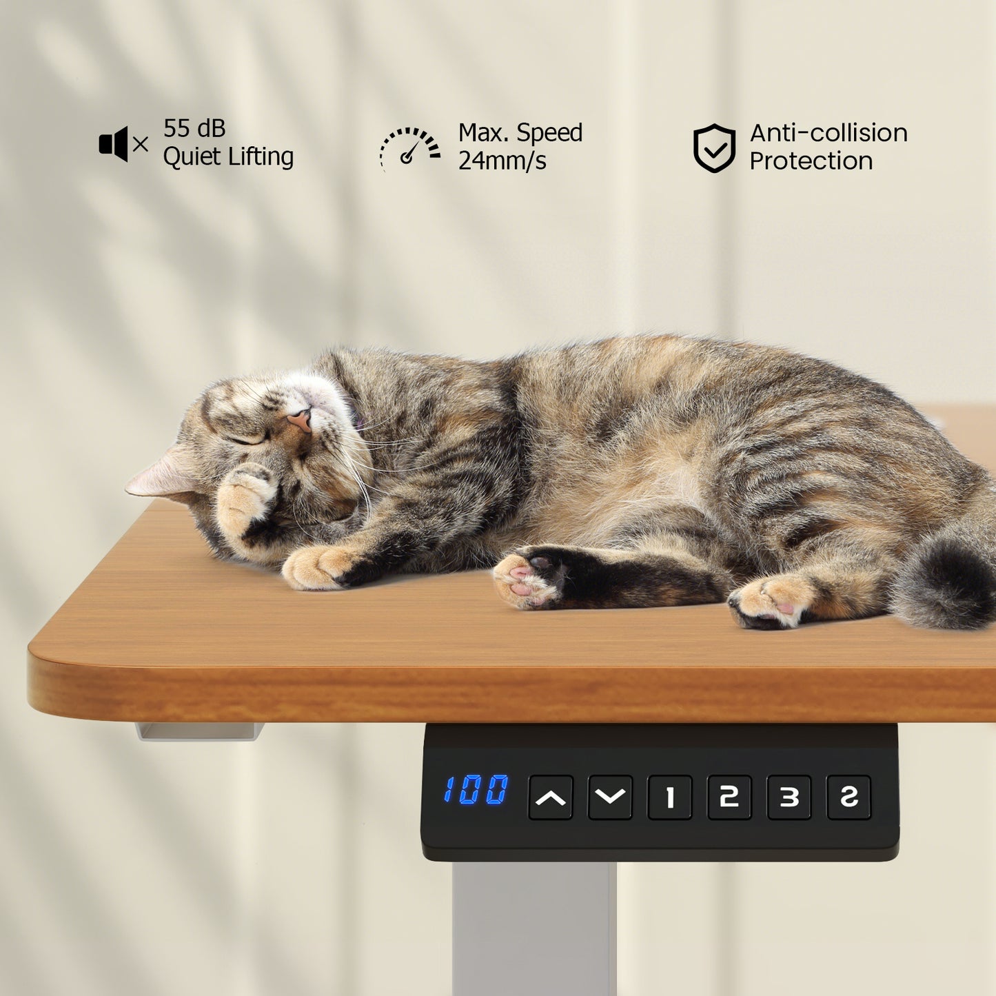 140 x 60 CM Height Adjustable Standing Desk with 3 Memory Heights-Natural, Costway, 1