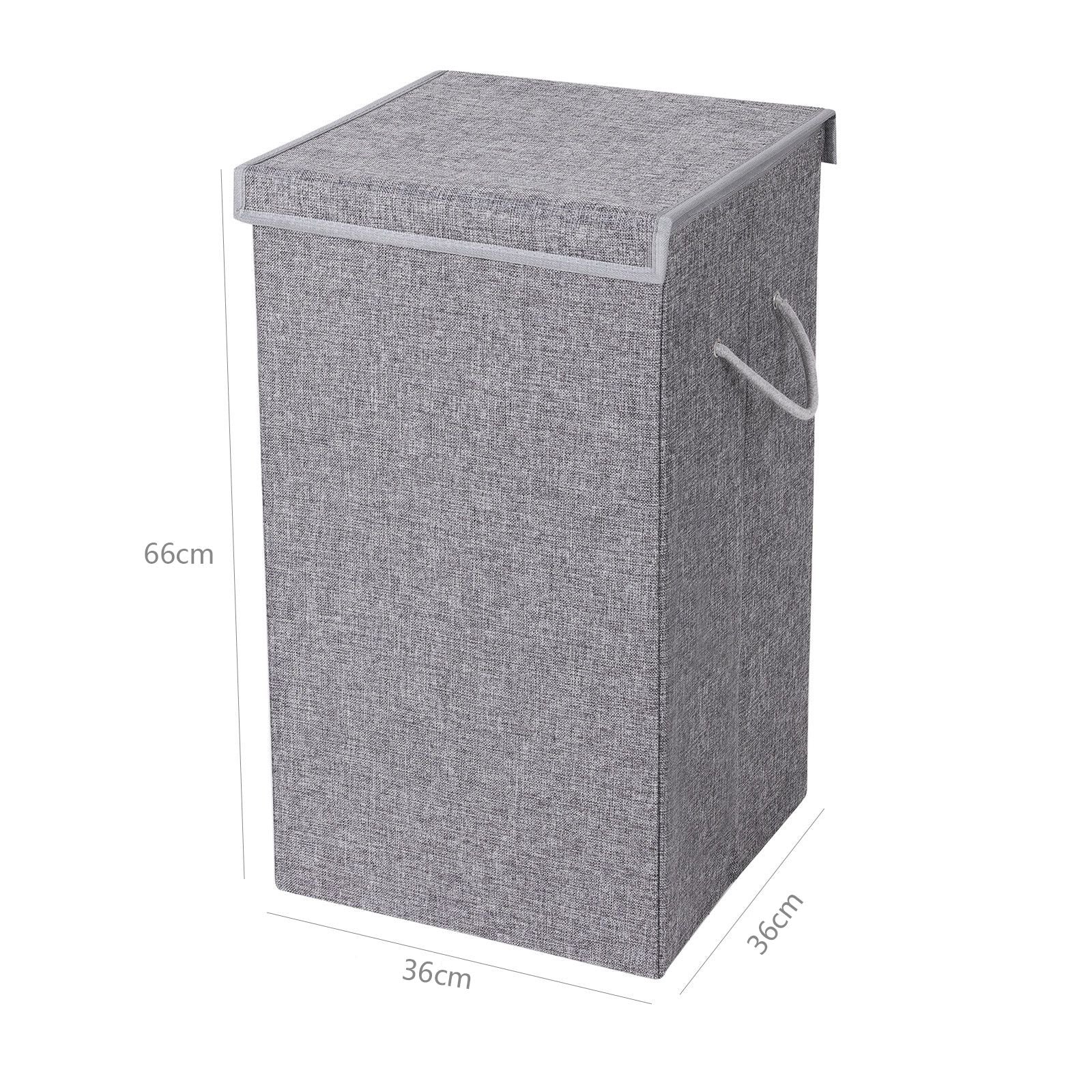 Linen Laundry Basket, Fabric Laundry Hamper, Grey Laundry Sorter, 85L Laundry Basket, Clothes Divider, Grey , SONGMICS, 4