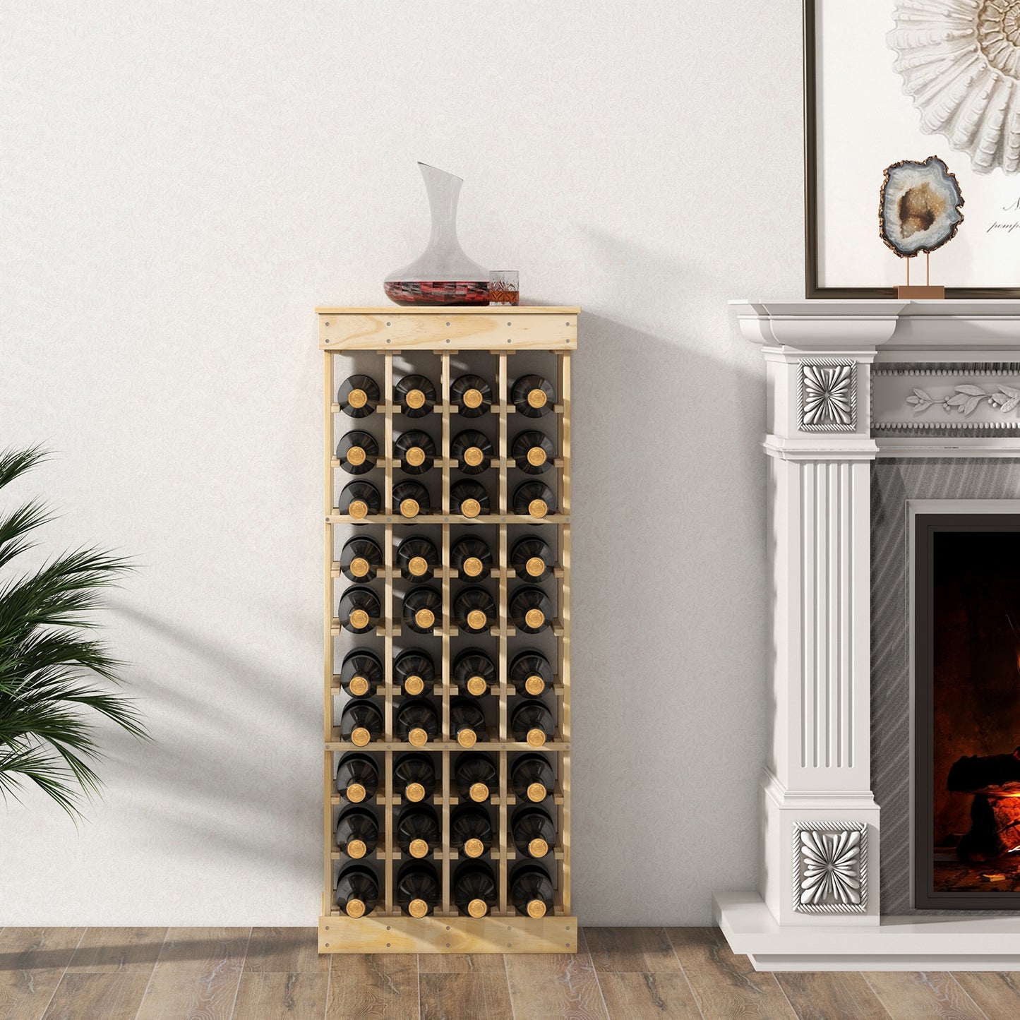 40-Bottle Freestanding Wine Rack Storage Shelf with Tabletop, Costway, 1