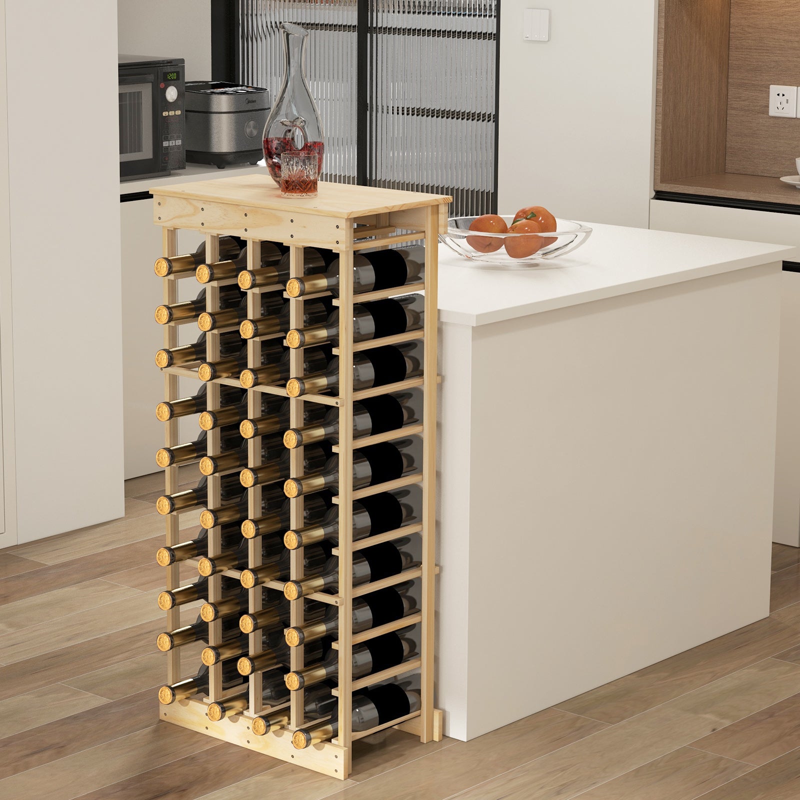 40-Bottle Freestanding Wine Rack Storage Shelf with Tabletop, Costway, 2