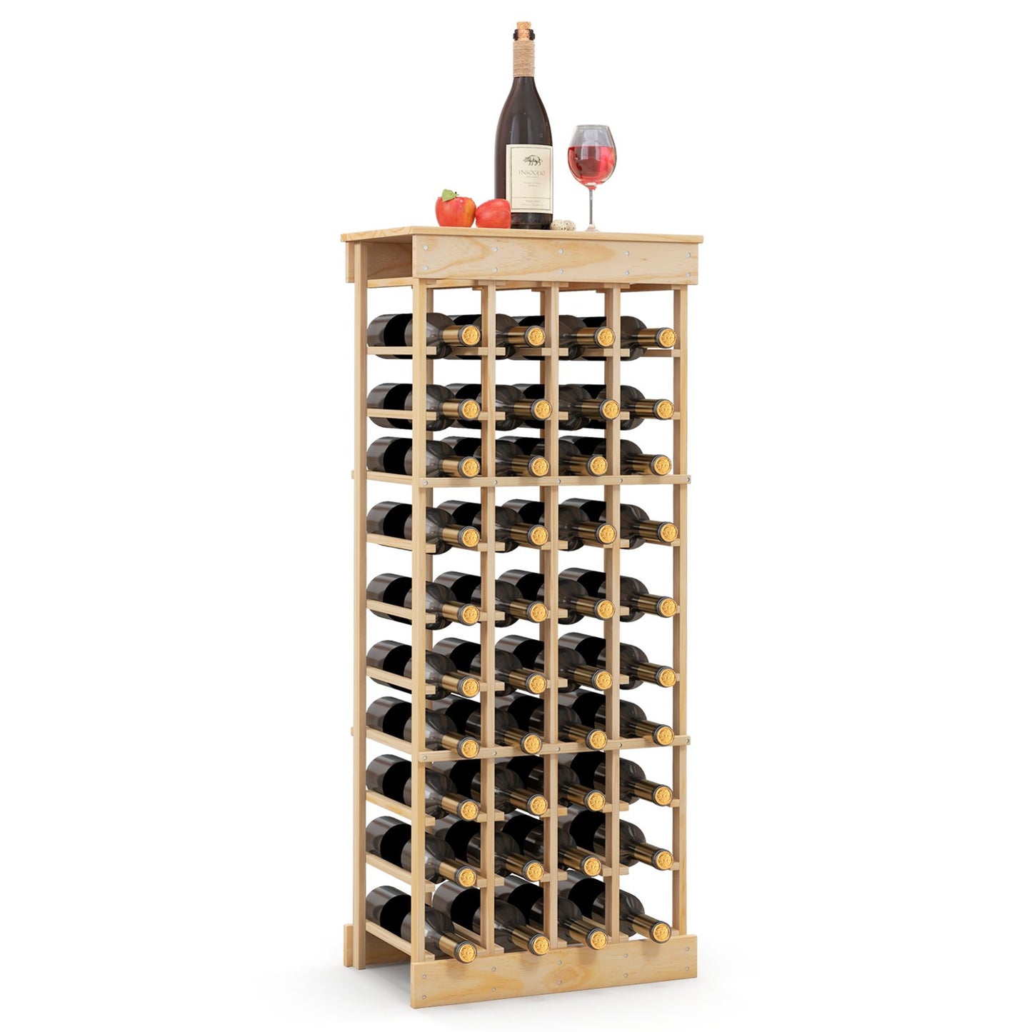 40-Bottle Freestanding Wine Rack Storage Shelf with Tabletop, Costway, 3