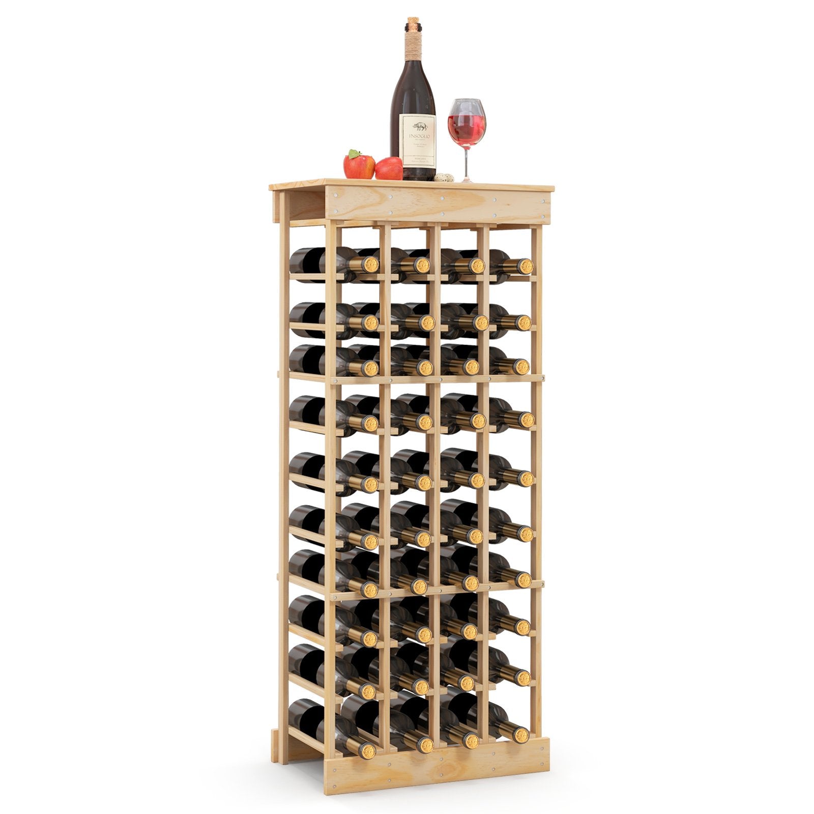40-Bottle Freestanding Wine Rack Storage Shelf with Tabletop, Costway, 3
