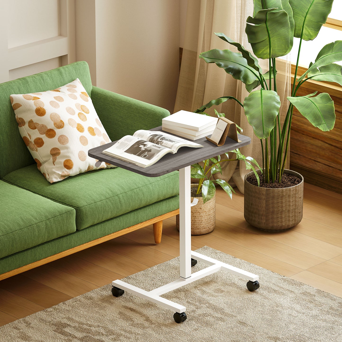 75-115cm Manual Adjustable Sit-To-Stand Desk - White/Grey, HOMCOM, 8