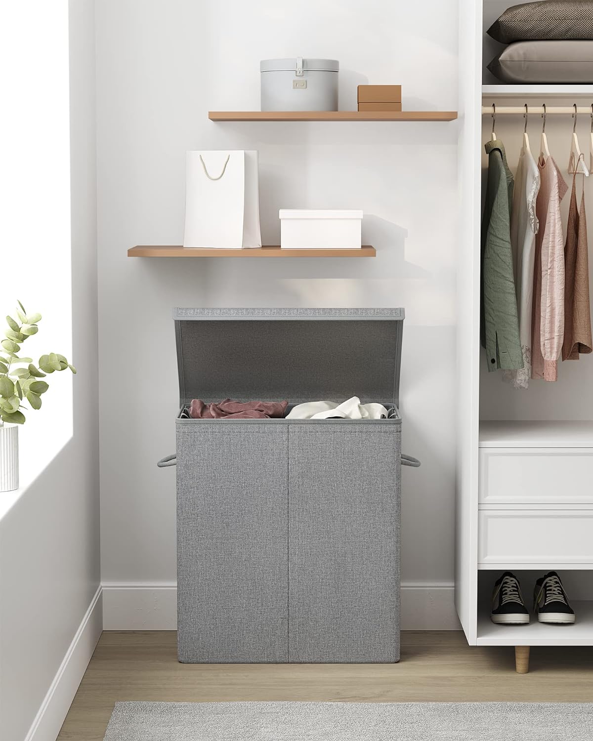 Grey Laundry Basket, Storage Basket, Linen Laundry Hamper, 142L, Linenette Fabric Laundry Basket, SONGMICS, 10