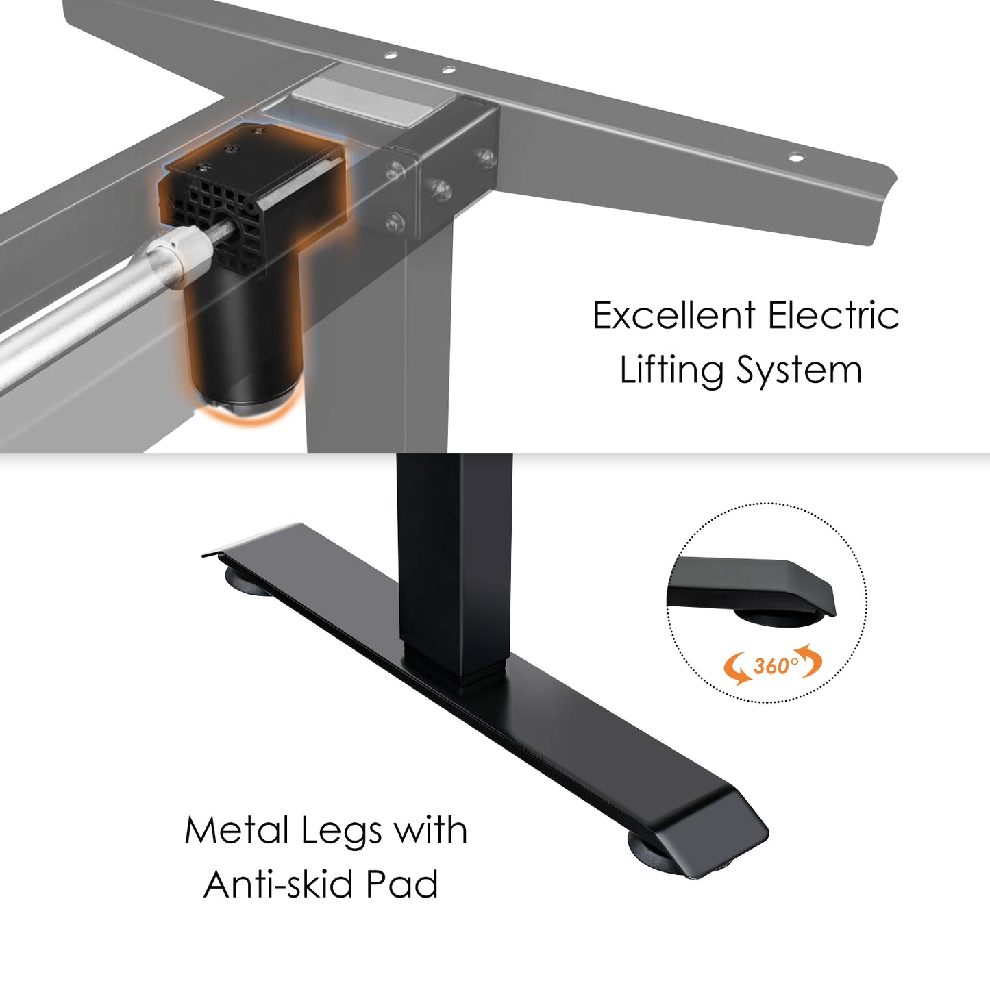 Electric Height Adjustable Standing Desk with Memory Smart Presets and Anti-Collision Function-Rustic Brown, Costway, 3