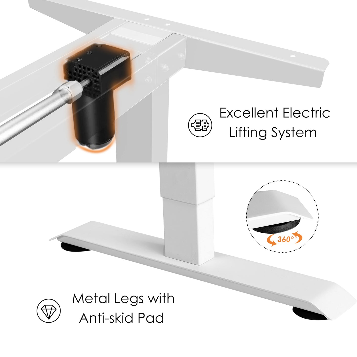 Electric Height Adjustable Standing Desk with Memory Smart Presets and Anti-Collision Function-Grey, Costway, 3