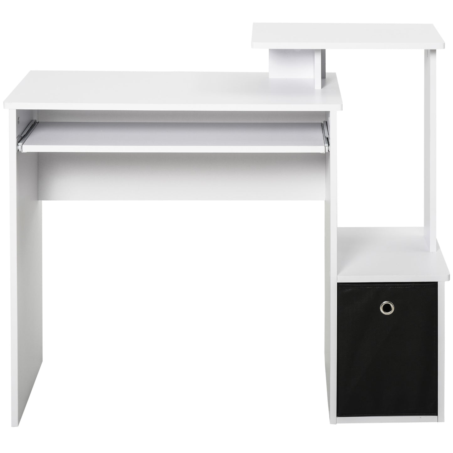 Computer Desk with Sliding Keyboard Tray Storage Drawer Shelf Home Office Workstation White, HOMCOM, 8