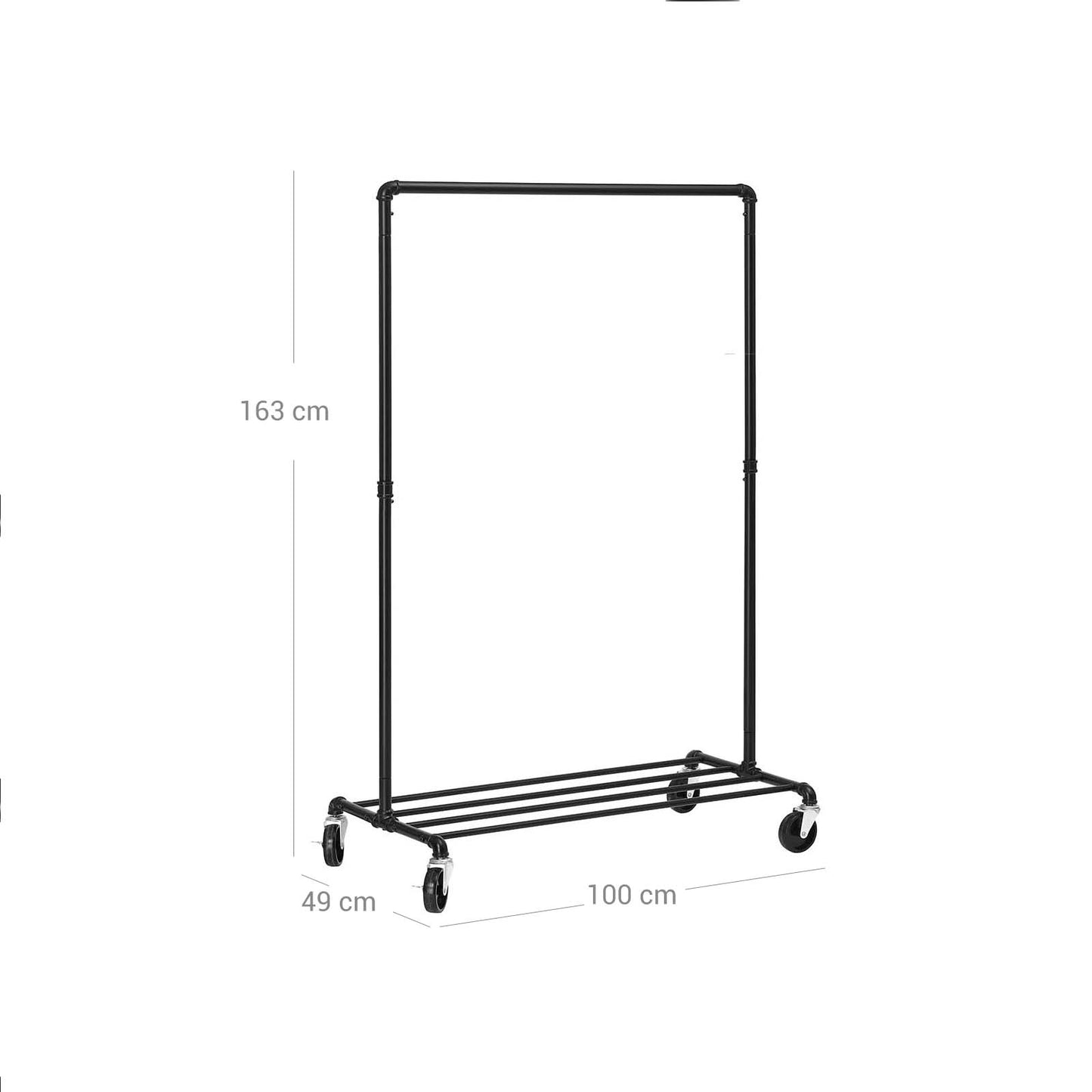 Clothes Rail, Coat Rack with Shoe Storage, Industrial Clothes Rail, 90 kg, Coat Stand, Black, SONGMICS, 4