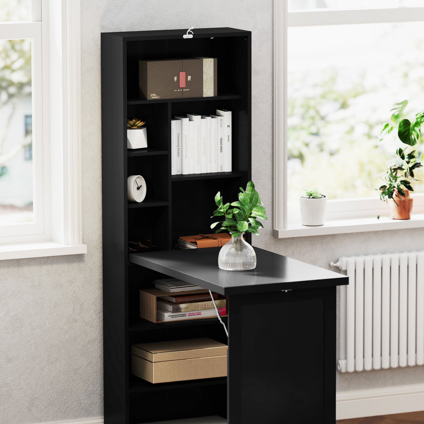 Three-Part Work Desk, with Storage and Chalkboard - Black, HOMCOM, 8