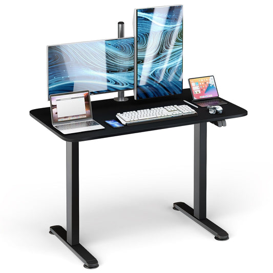 Electric Height Adjustable Standing Desk with Button Controller-Black, Costway, 1