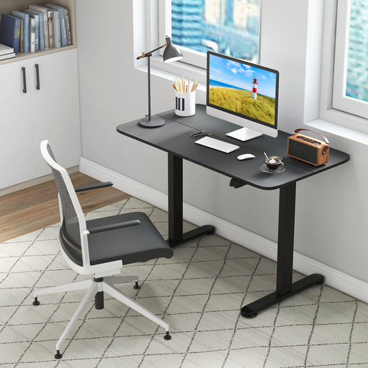 Electric Height Adjustable Standing Desk with Button Controller-Black, Costway, 2