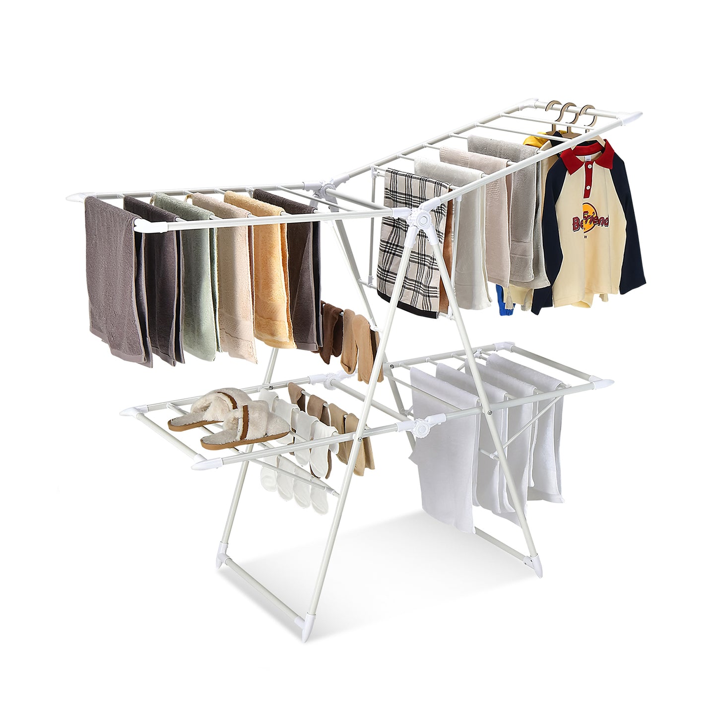 Drying Rack, Foldable Drying Rack, Foldable Clothes Drying Rack with 28 Hanging Rails, White, Costway, 2