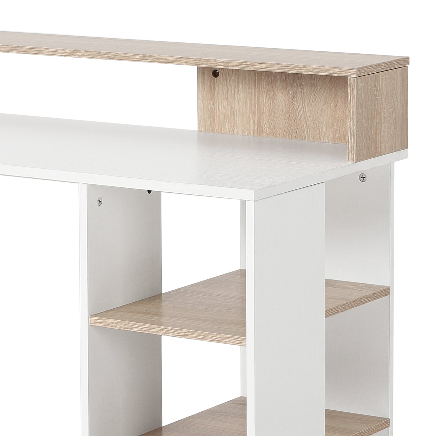 Computer Desk with Drawers and Storage Shelves, Reception Desk, Study Workstation for Home Office, 137 x 55 x 92cm, Oak and White, HOMCOM, 9