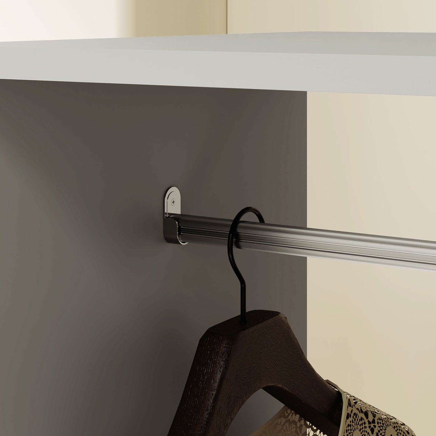 Open Wardrobe for Bedroom, Small Wardrobe on Wheels with Clothes Rail, Storage Shelves, Mobile Garment Rack for Clothes Storage, Cloakroom, Hallway, Grey, HOMCOM, 9