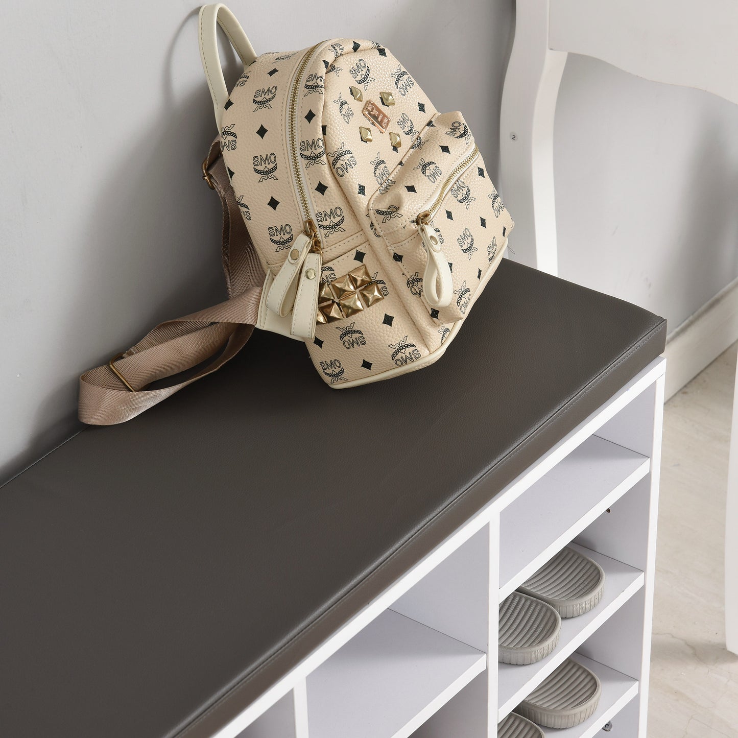 Multi-Storage Shoe Rack w/ 14 Compartments Cushion Moving Shelves Solid Frame Foot Pads Home Office Tidy Organisation Boots Trainers White, HOMCOM, 8