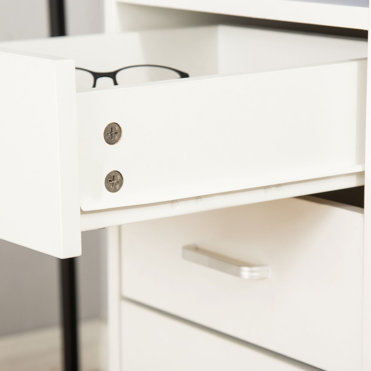 Computer Desk, Home Office Desk with Lockable Drawer, Storage Shelf for Study Bedroom, 110 x 50 x 76 cm, White, HOMCOM, 9