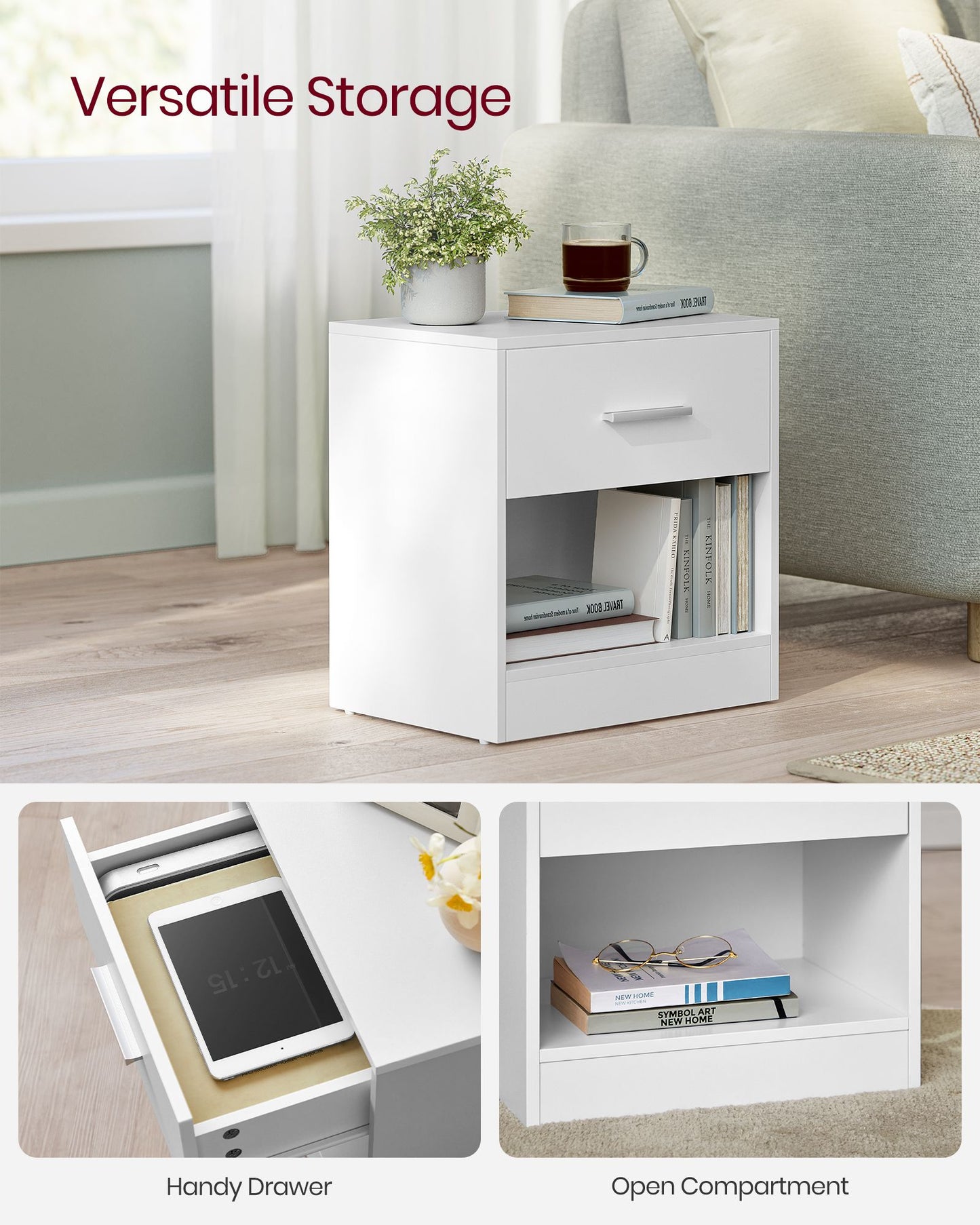 Bedside Table, Side Table with Drawer, Vasagle, 3
