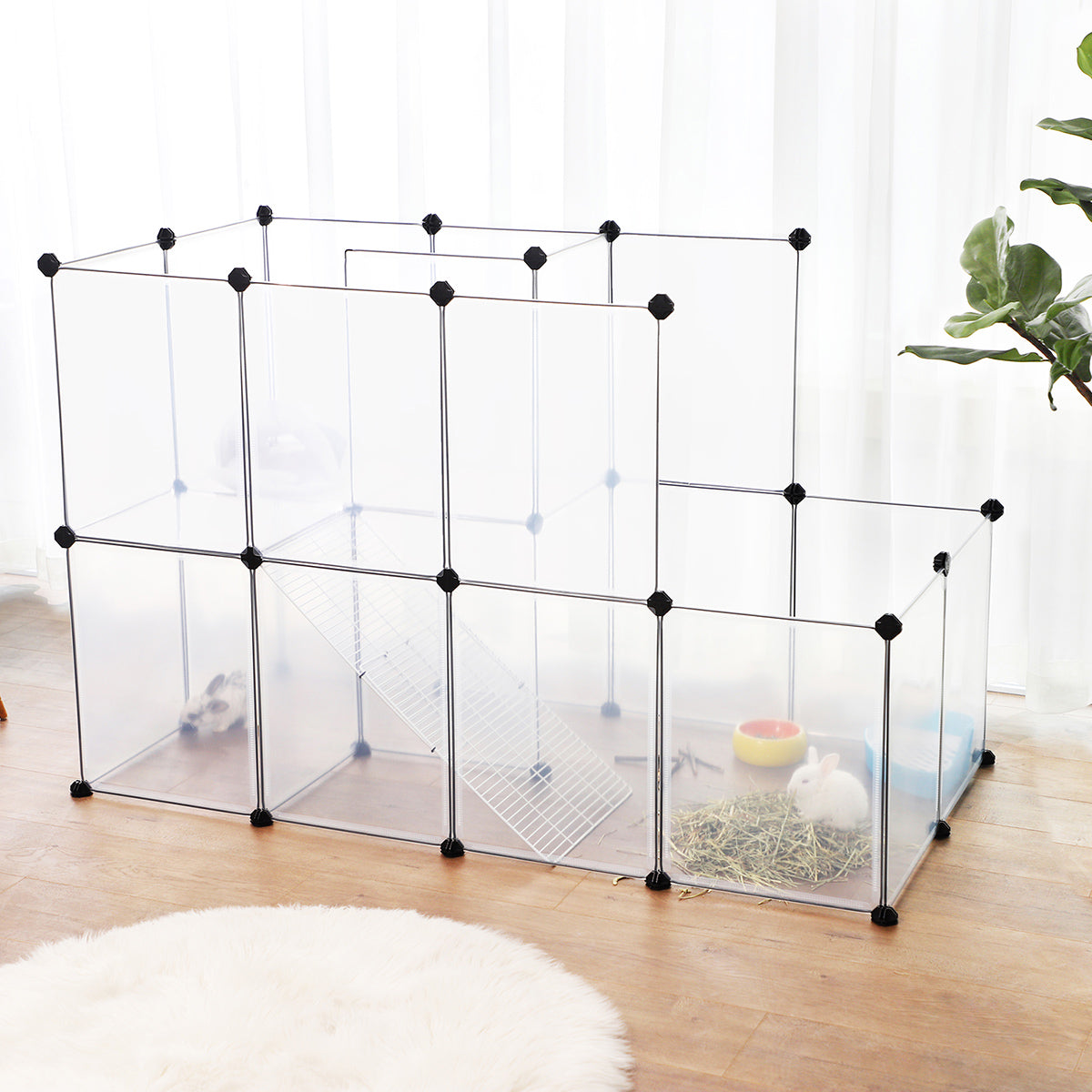 Guinea Pig Playpen, White, Songmics, 2