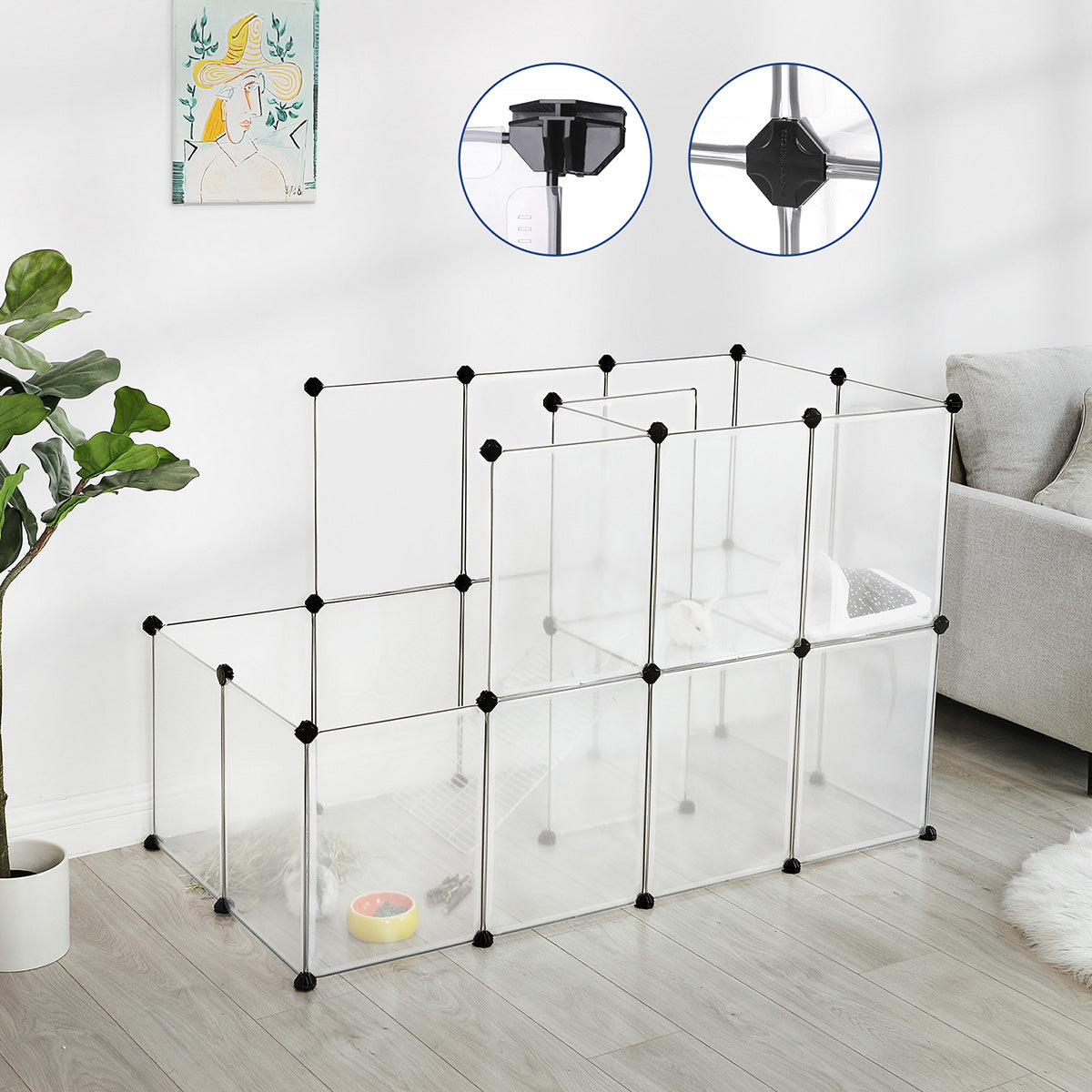 Guinea Pig Playpen, White, Songmics, 3