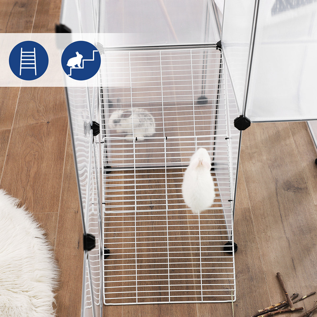 Guinea Pig Playpen, White, Songmics, 4