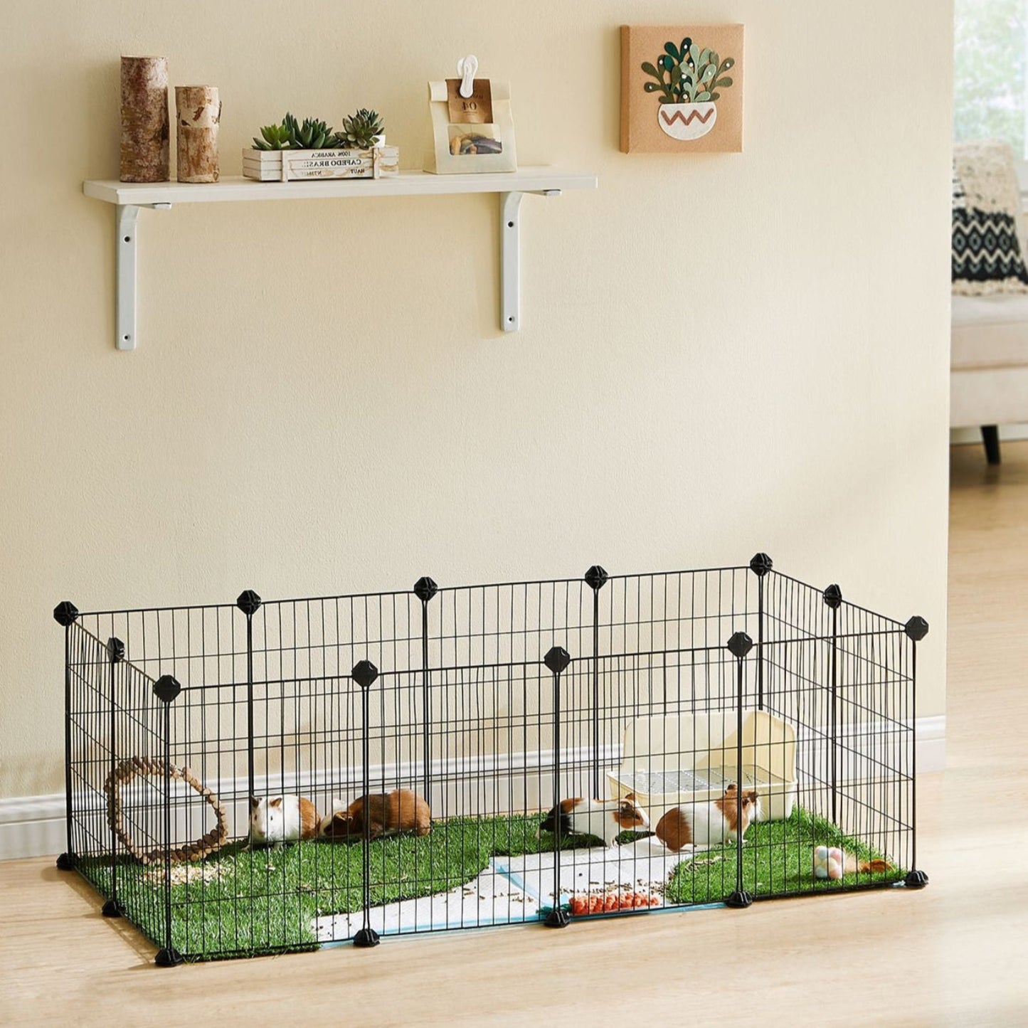 Guinea Pig Cage, Indoor Rabbit Run Hutch Cage, Exercise Enclosure, 2