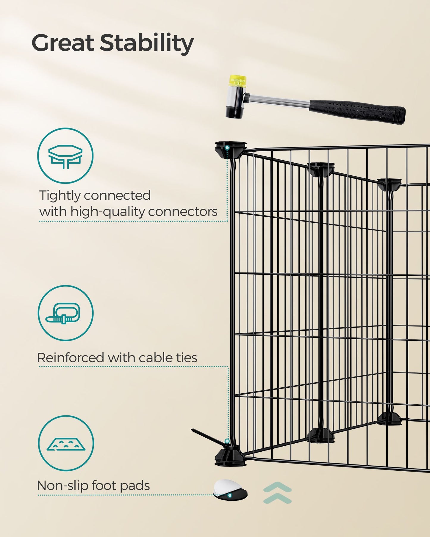 Guinea Pig Cage, Indoor Rabbit Run Hutch Cage, Exercise Enclosure, 6