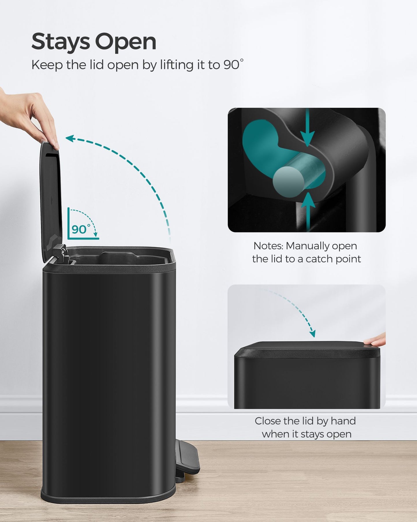 Kitchen Bin, 20L, Pedal Bin, Steel Trash Bin, Songmics, 6