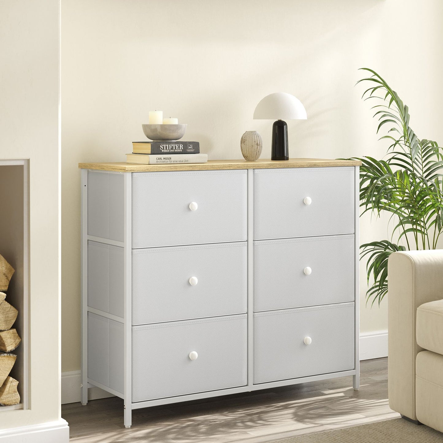 Chest of Drawers, 6 Fabric Drawers with Metal Frame, Songmics, 3
