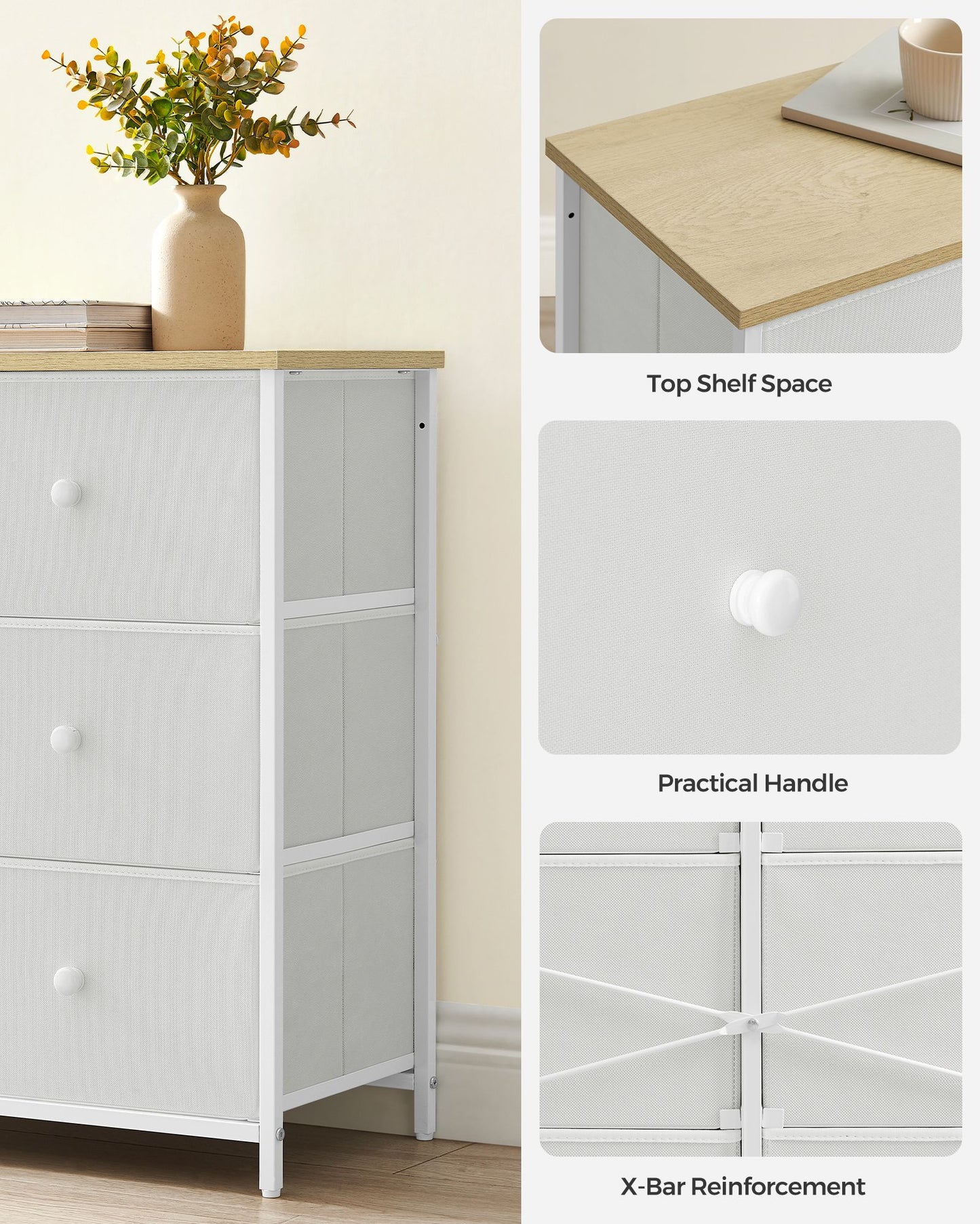 Chest of Drawers, 6 Fabric Drawers with Metal Frame, Songmics, 8