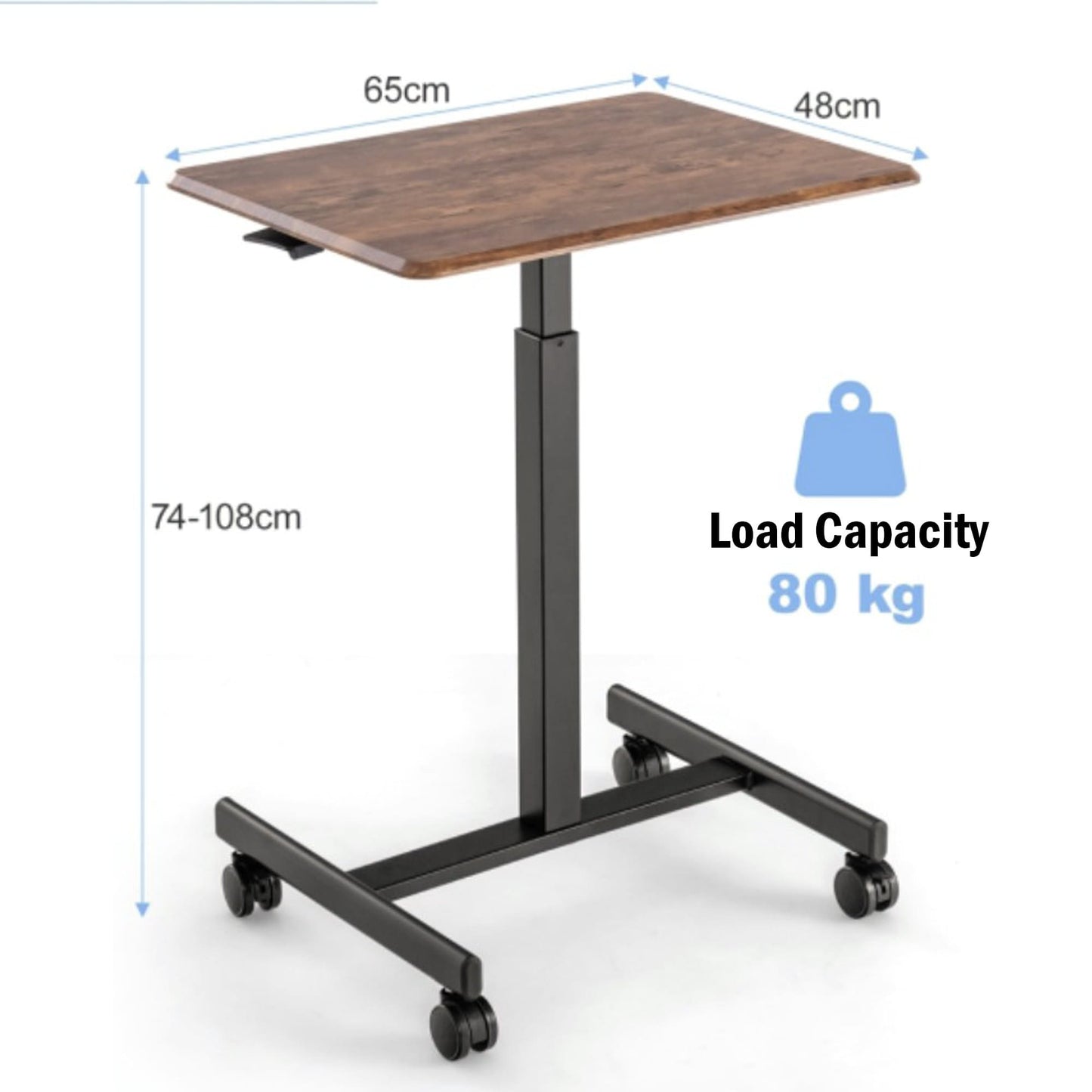 Laptop Table, Laptop Table for Bed, Adjustable Laptop Table, Portable Laptop Desk, Over Bed Table on Wheels, Costway, 7