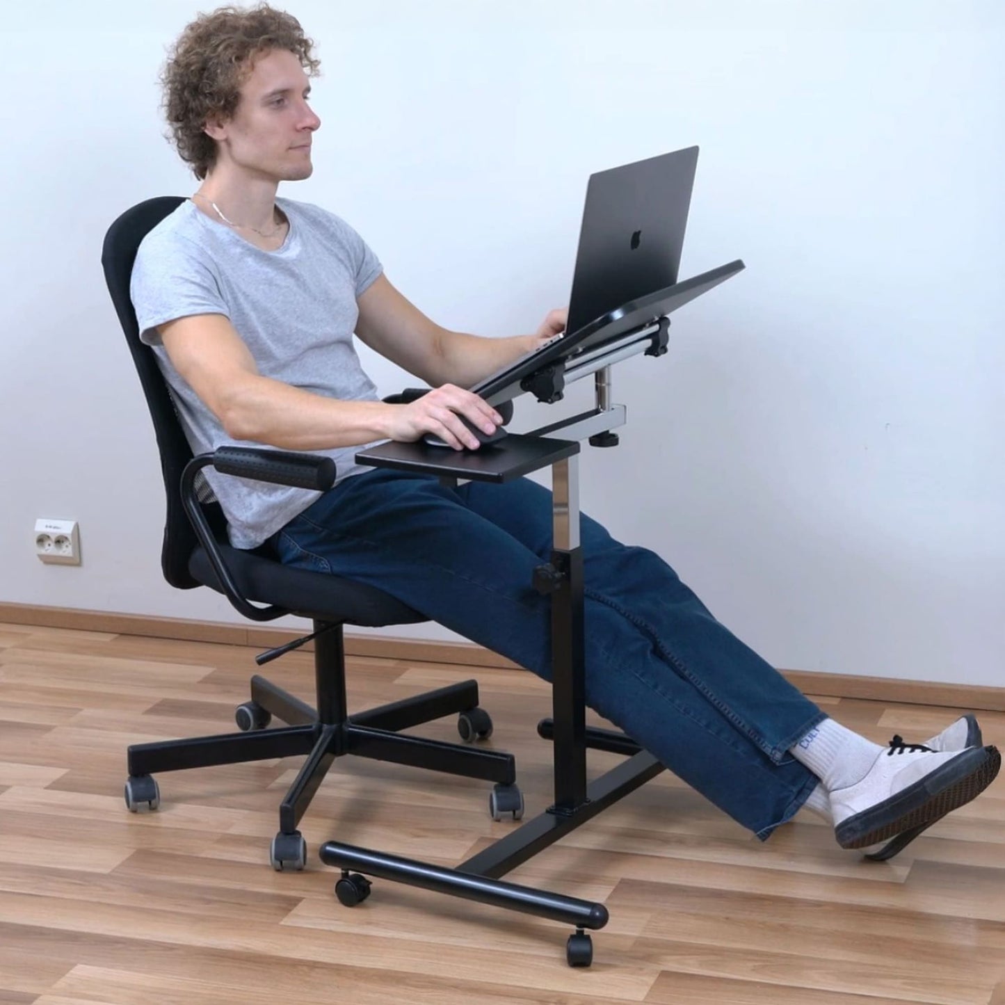 Tatkraft Joy - Laptop Table, Sofa Desk, Laptop Bed Table, with Mouse Pad, Adjustable Laptop Table, Ergonomic, Portable Laptop Table, on Wheels, Black