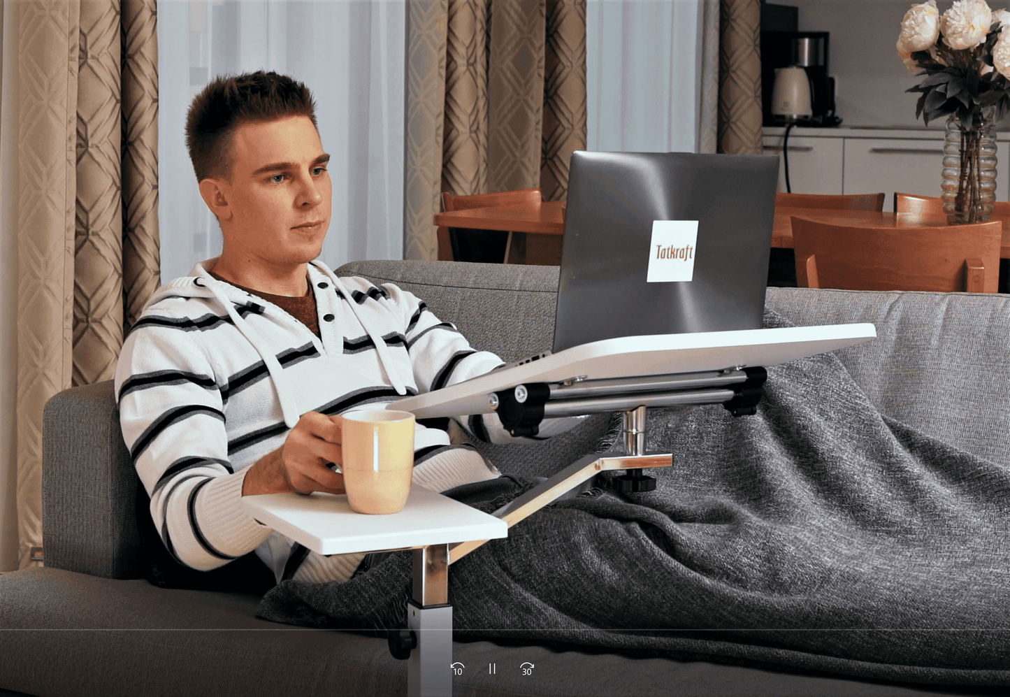 Laptop Table, Sofa Desk, Laptop Bed Table, Adjustable Laptop Table, Portable Laptop Table, on wheels, Tatkraft Joy, 14