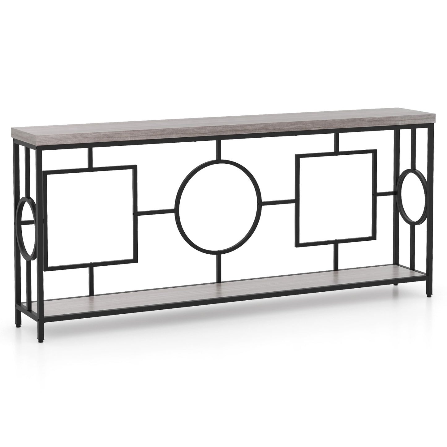 Rustic Accent Narrow 2-Tier Mid-Century Modern Console Table-Rustic Brown, Costway, 1