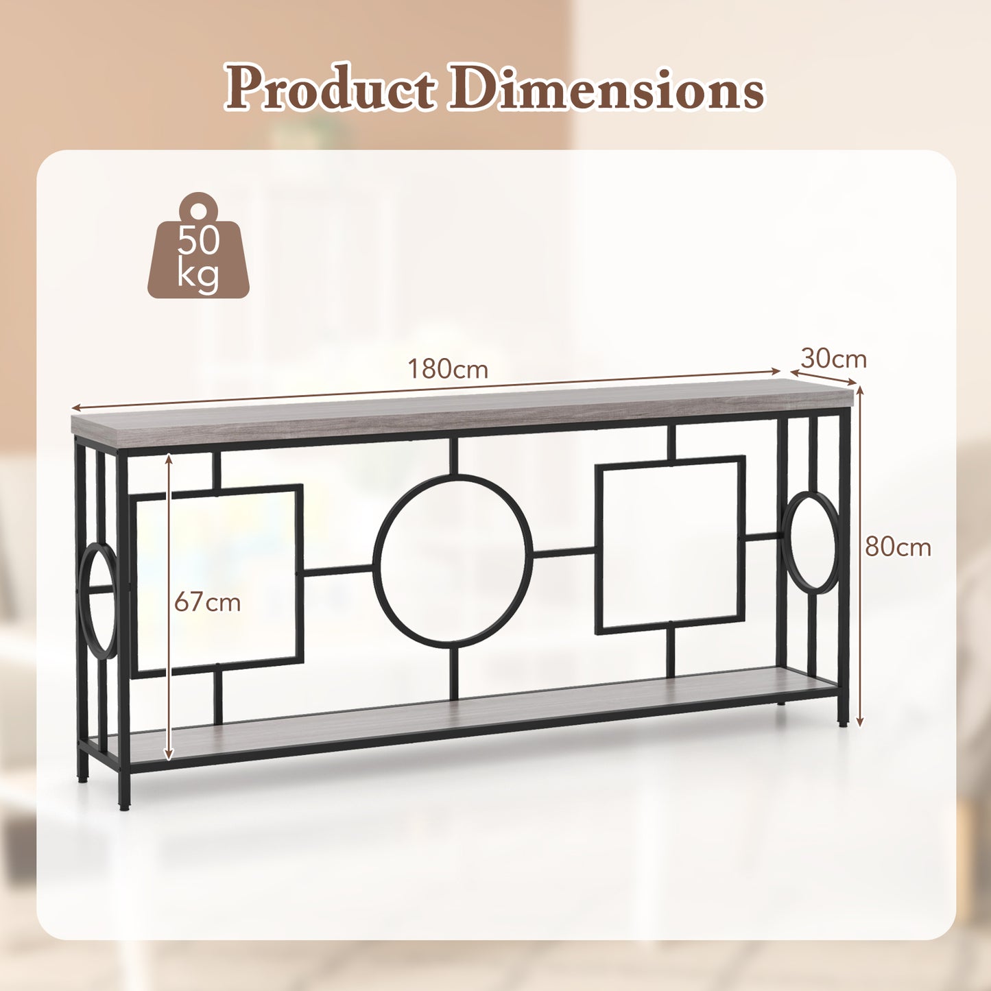 Rustic Accent Narrow 2-Tier Mid-Century Modern Console Table-Rustic Brown, Costway, 5