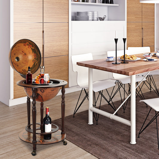 Globe Shaped Retro Style Bar Cabinet Wine Alcohol Storage Trolley Glass Bottle Holder 36CM, HOMCOM, 2