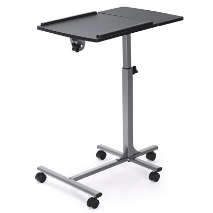 Laptop Stand, Laptop Stand for Bed, Laptop Table, Mobile Laptop Stand C-shaped with Lockable Casters, Black, Costway, 2