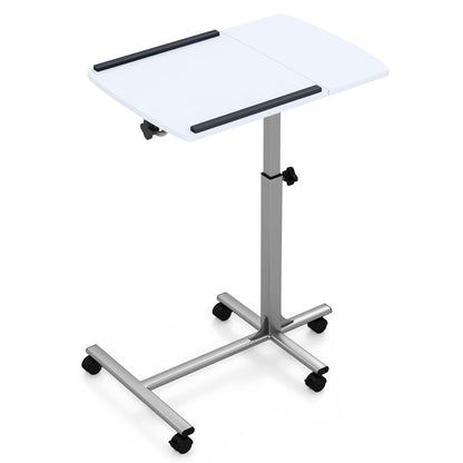 Laptop Stand, Laptop Stand for Bed, Laptop Table, Mobile Laptop Stand C-shaped with Lockable Casters, White, Costway, 2