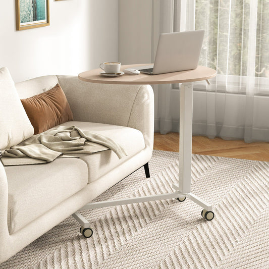 Mobile Standing Desk with Pneumatic Lift-Pink, Costway, 2