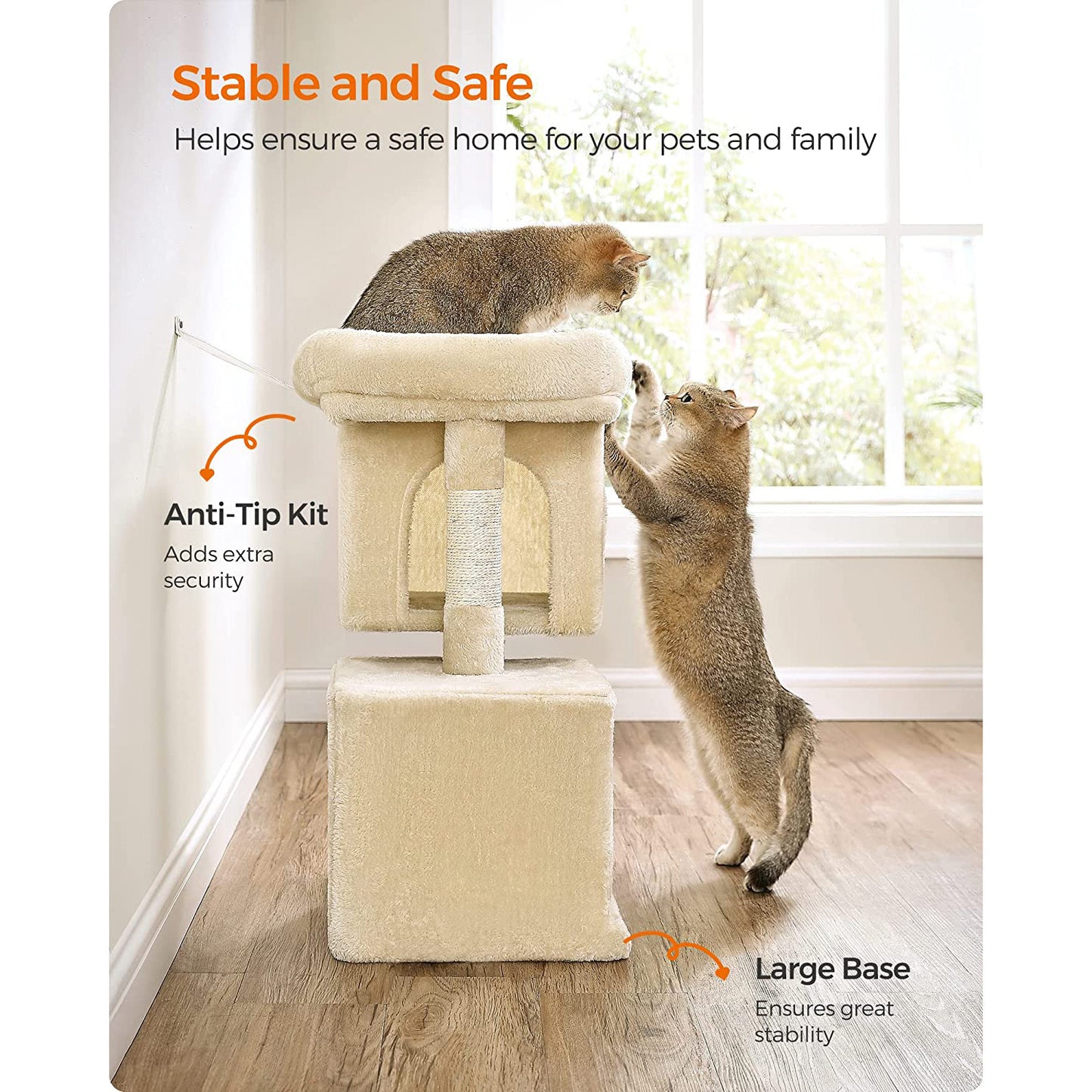 Cat Tree, 67 cm Cat Tower, S, Cat Condo for Kittens up to 3 kg, 3
