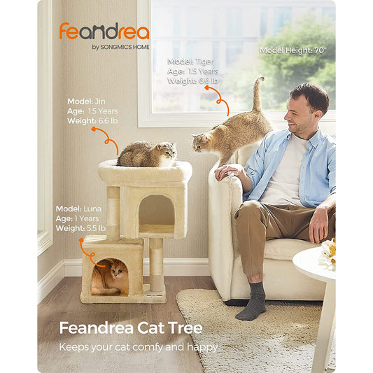 Cat Tree, 67 cm Cat Tower, S, Cat Condo for Kittens up to 3 kg, 5