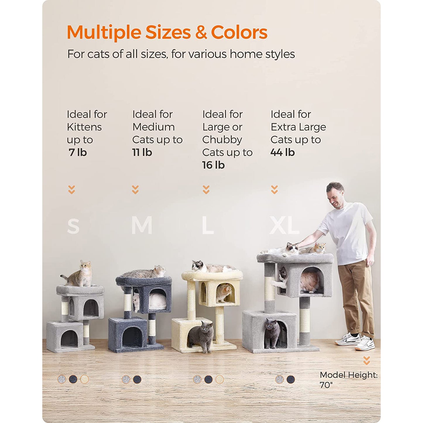 Cat Tree, 67 cm Cat Tower, S, Cat Condo for Kittens up to 3 kg, 6