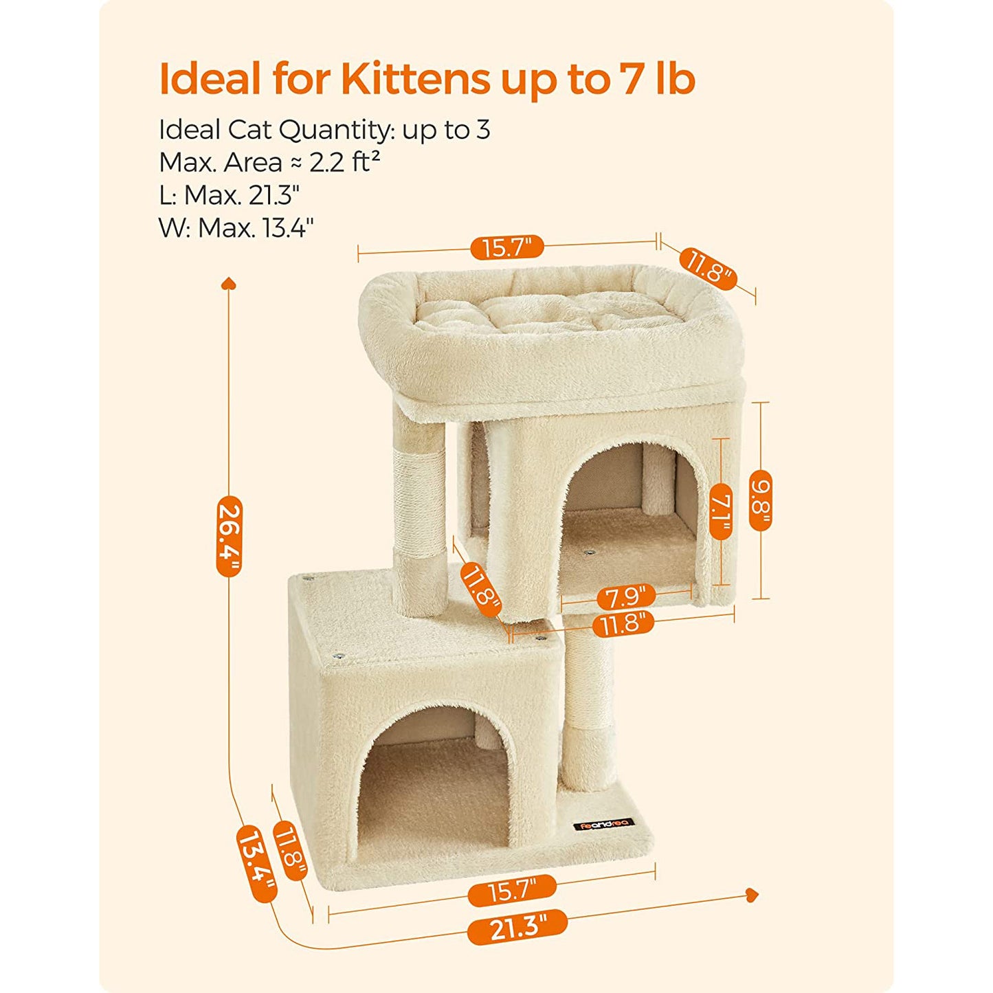 Cat Tree, 67 cm Cat Tower, S, Cat Condo for Kittens up to 3 kg, 8