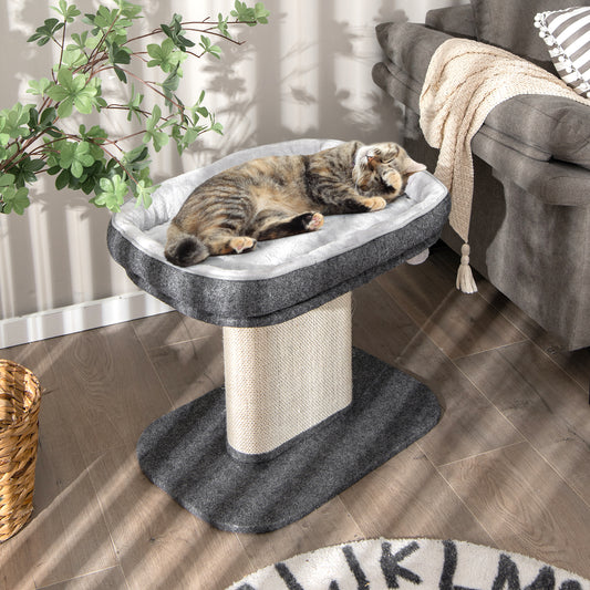 Cat Tree, Cat Tower, Cat Activity Centre, 2-Tier Cat Tree with Sleeping Perch Sisal Scratching Plate and Ball, Grey, Costway, 1