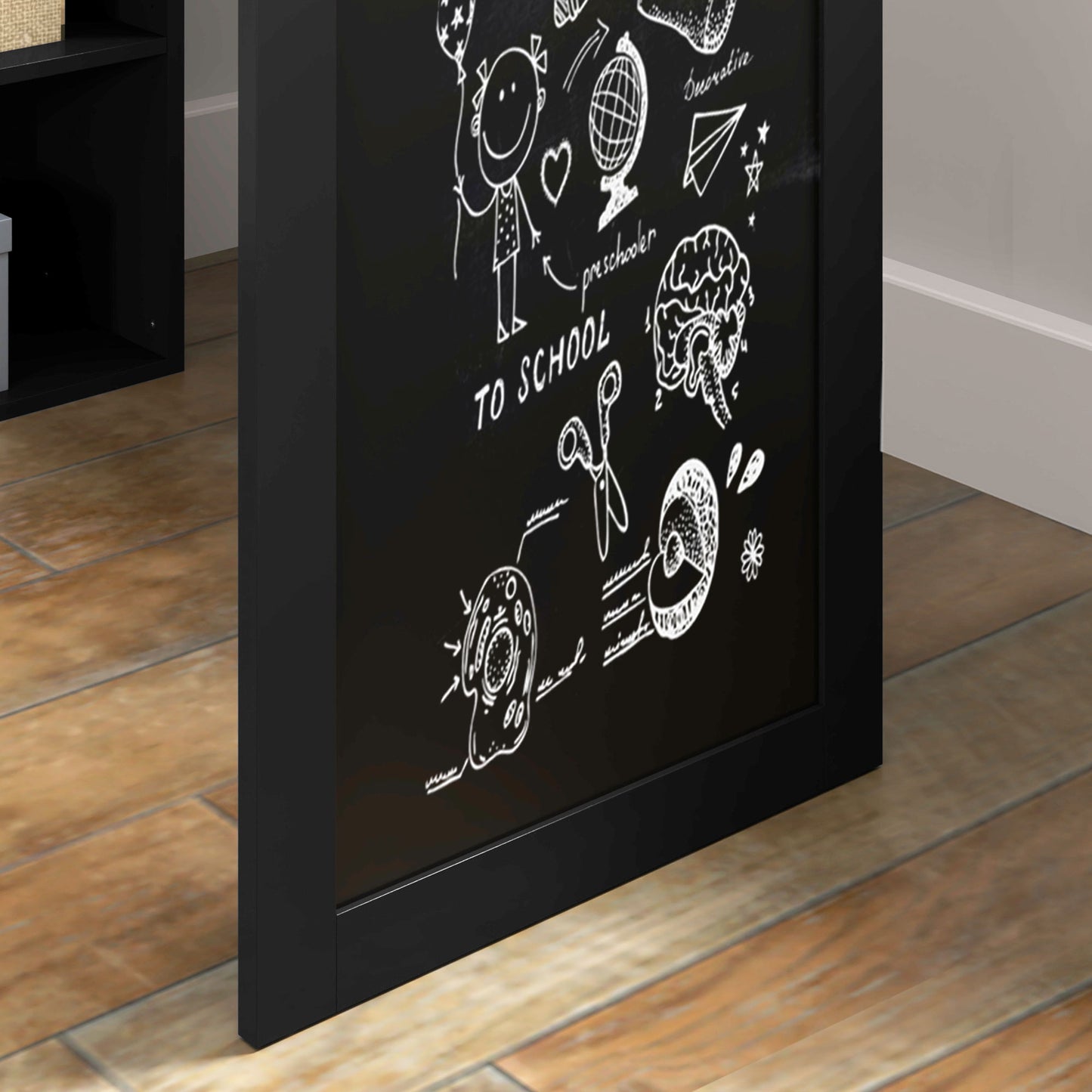 Three-Part Work Desk, with Storage and Chalkboard - Black, HOMCOM, 9
