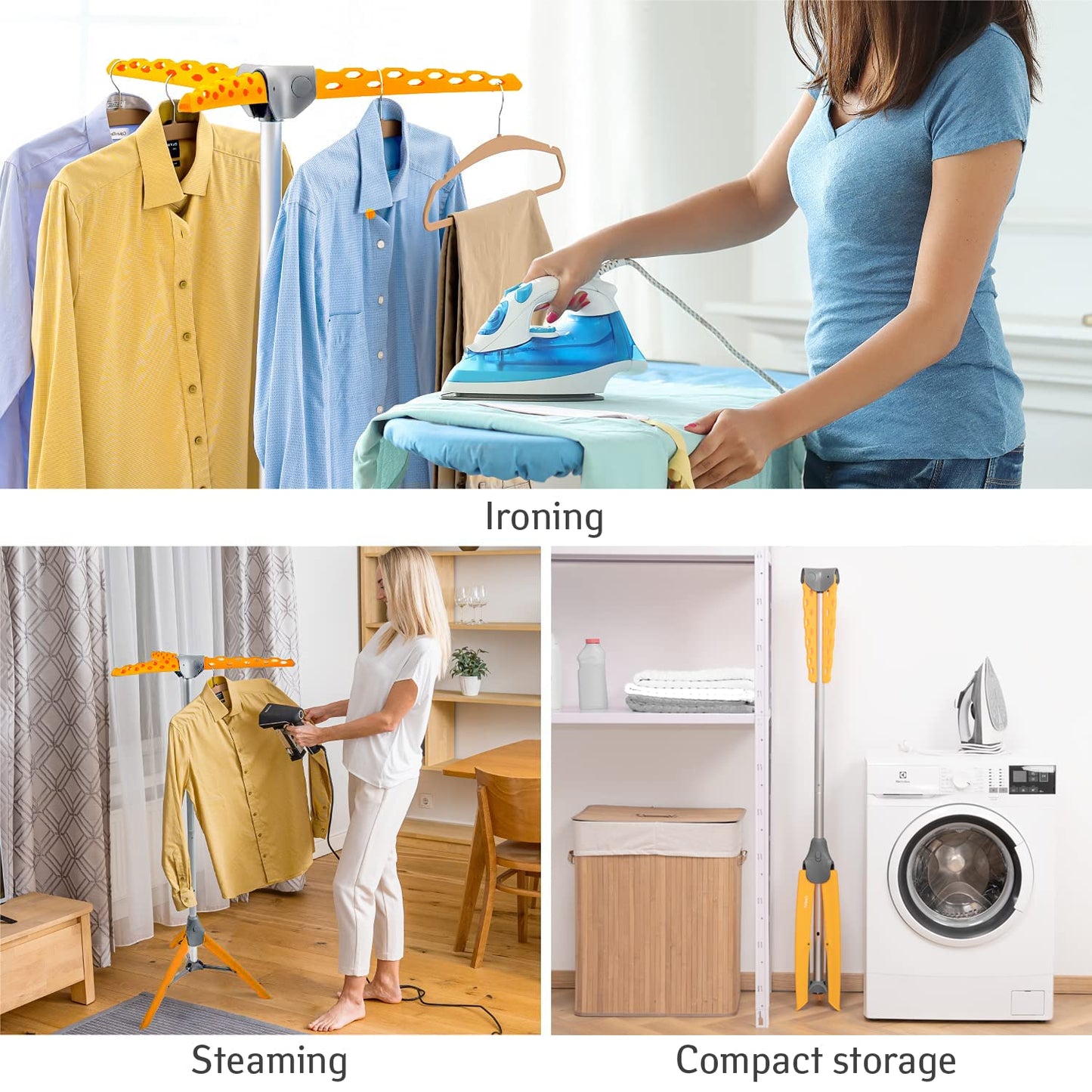 Sturdy Foldable Clothes Airer, Clothes Hangers Stand, Foldable Clothes Rack, Tripod Air Dryer, Tatkraft Palm, 3