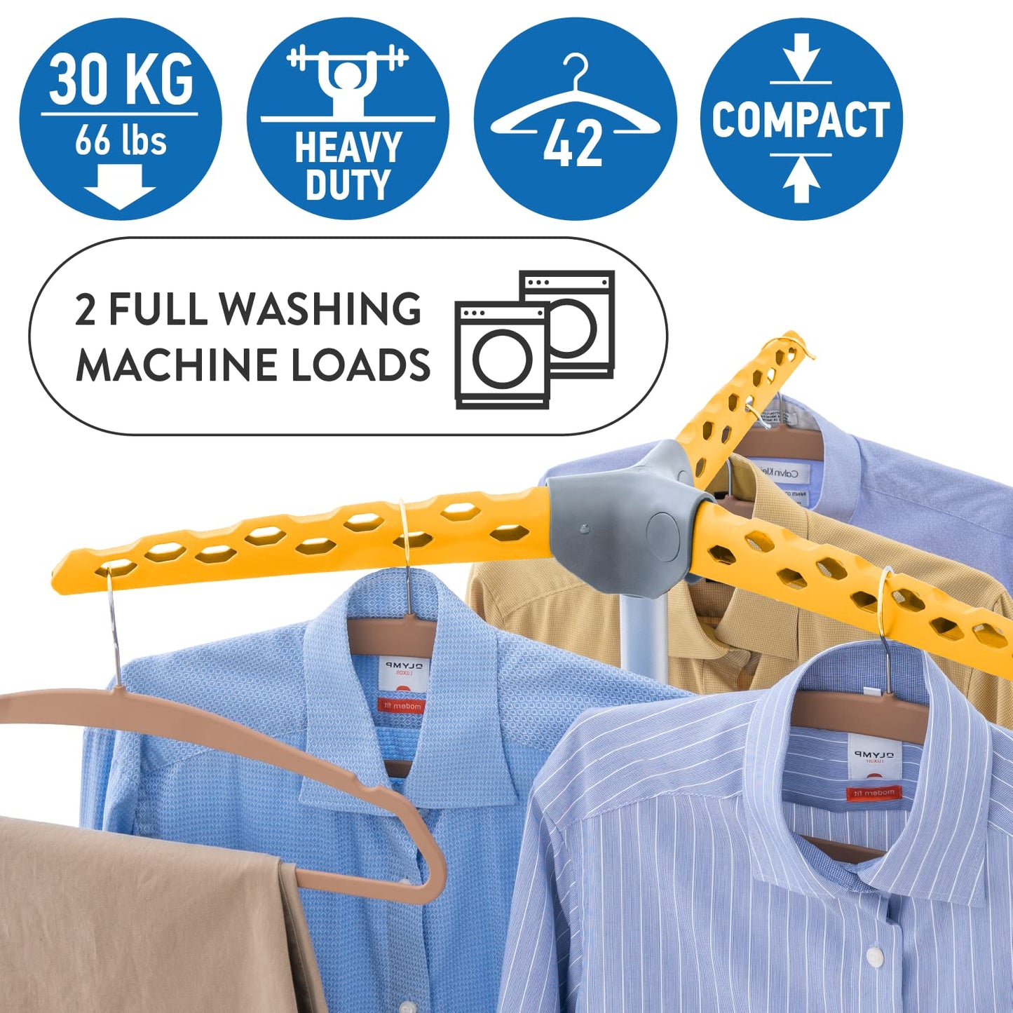 Sturdy Foldable Clothes Airer, Clothes Hangers Stand, Foldable Clothes Rack, Tripod Air Dryer, Tatkraft Palm, 5